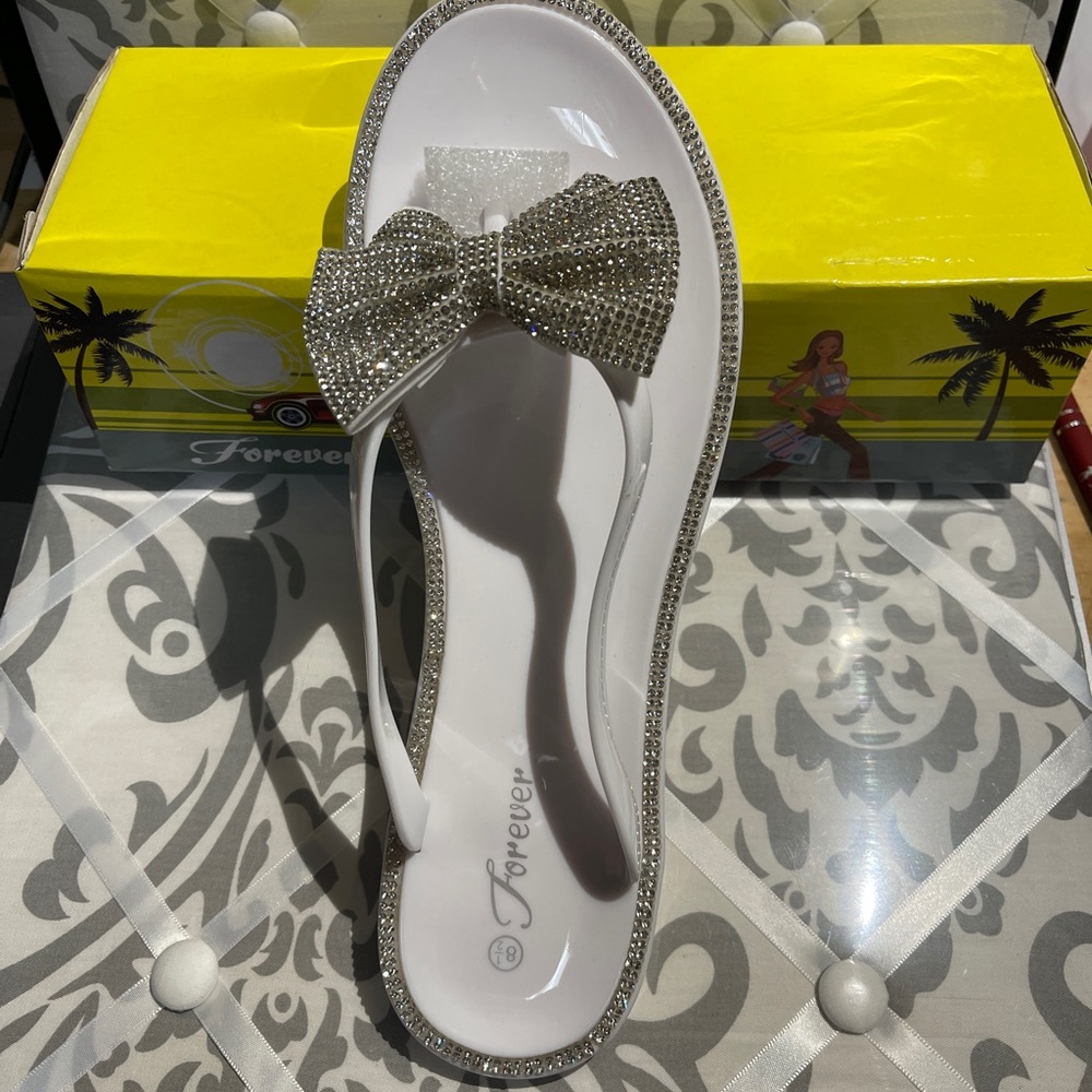 Forever link Lucid rhinestone flip flops